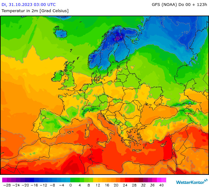 Temperatur In M Europa Profikarten Wetterkontor