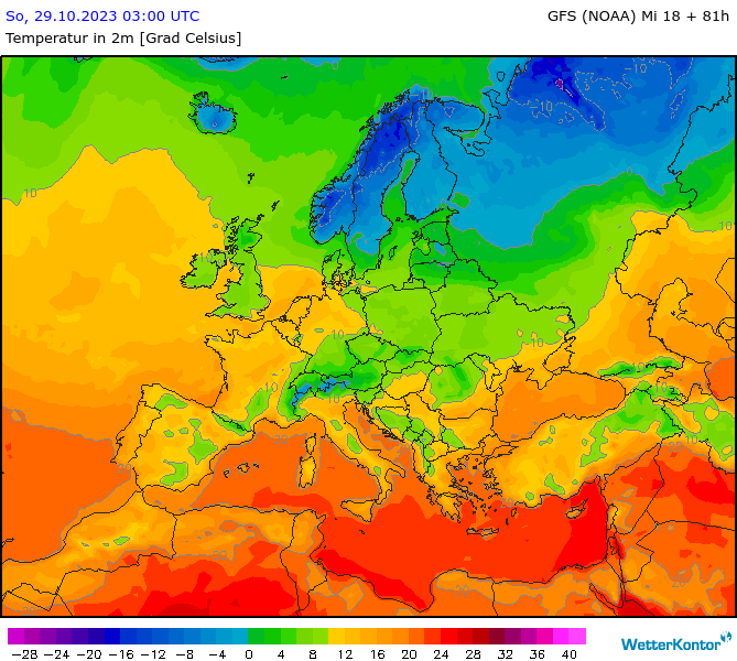 Temperatur In M Europa Profikarten Wetterkontor